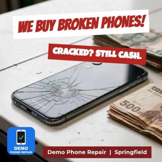 Buyback ad: We buy broken phones. Cracked? Still cash